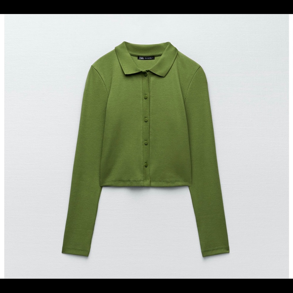 Zara Ribbed Button Polo Shirt